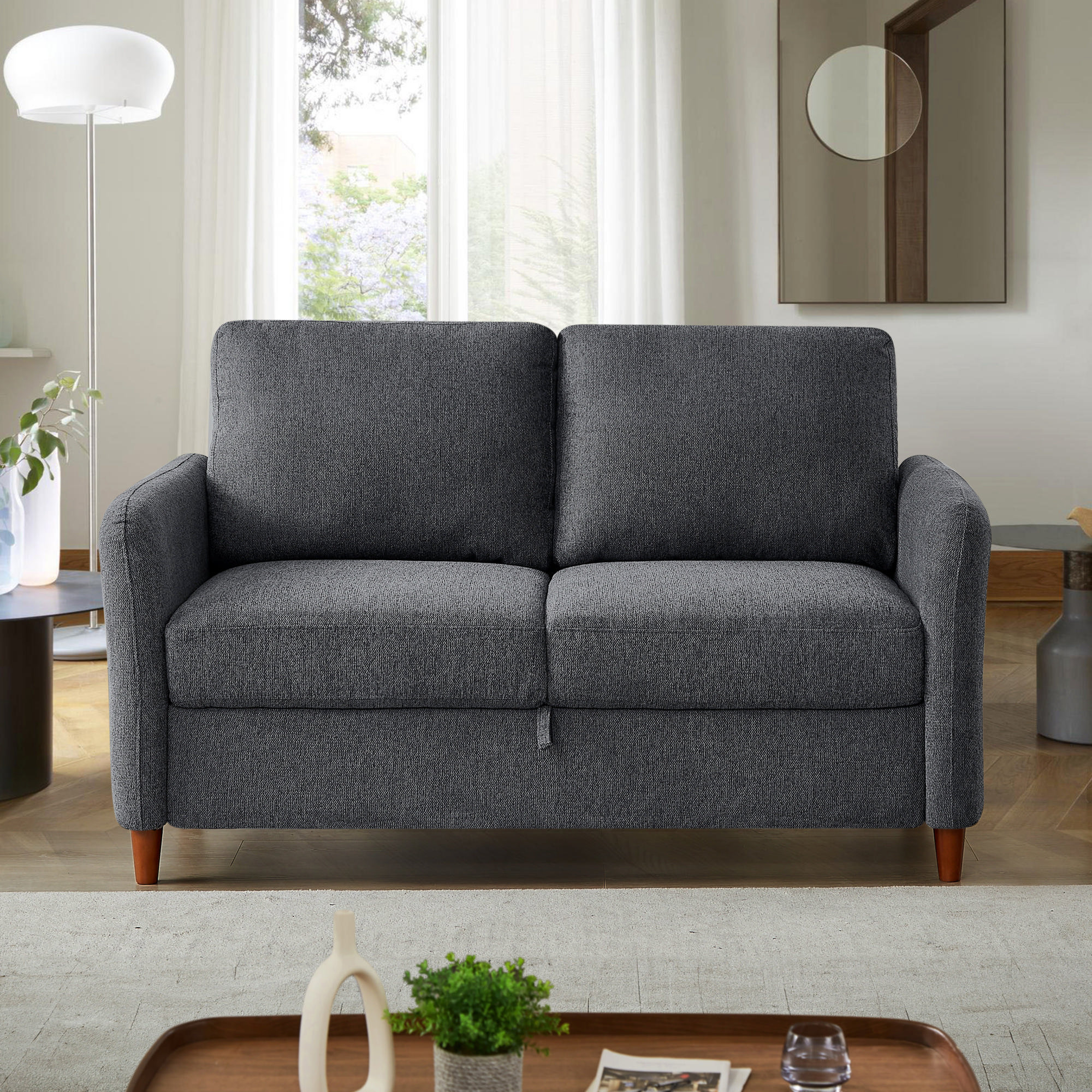 George Oliver 56.5'' Linen Sofa with Storage Space Square